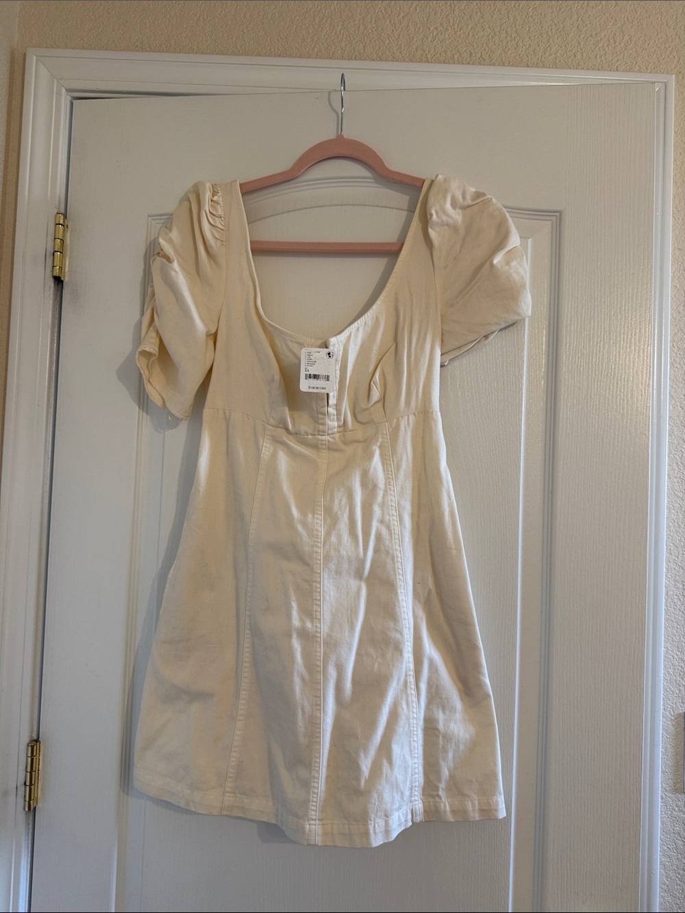 Free People Cream Puff-Sleeve Square Neck Tunic Top